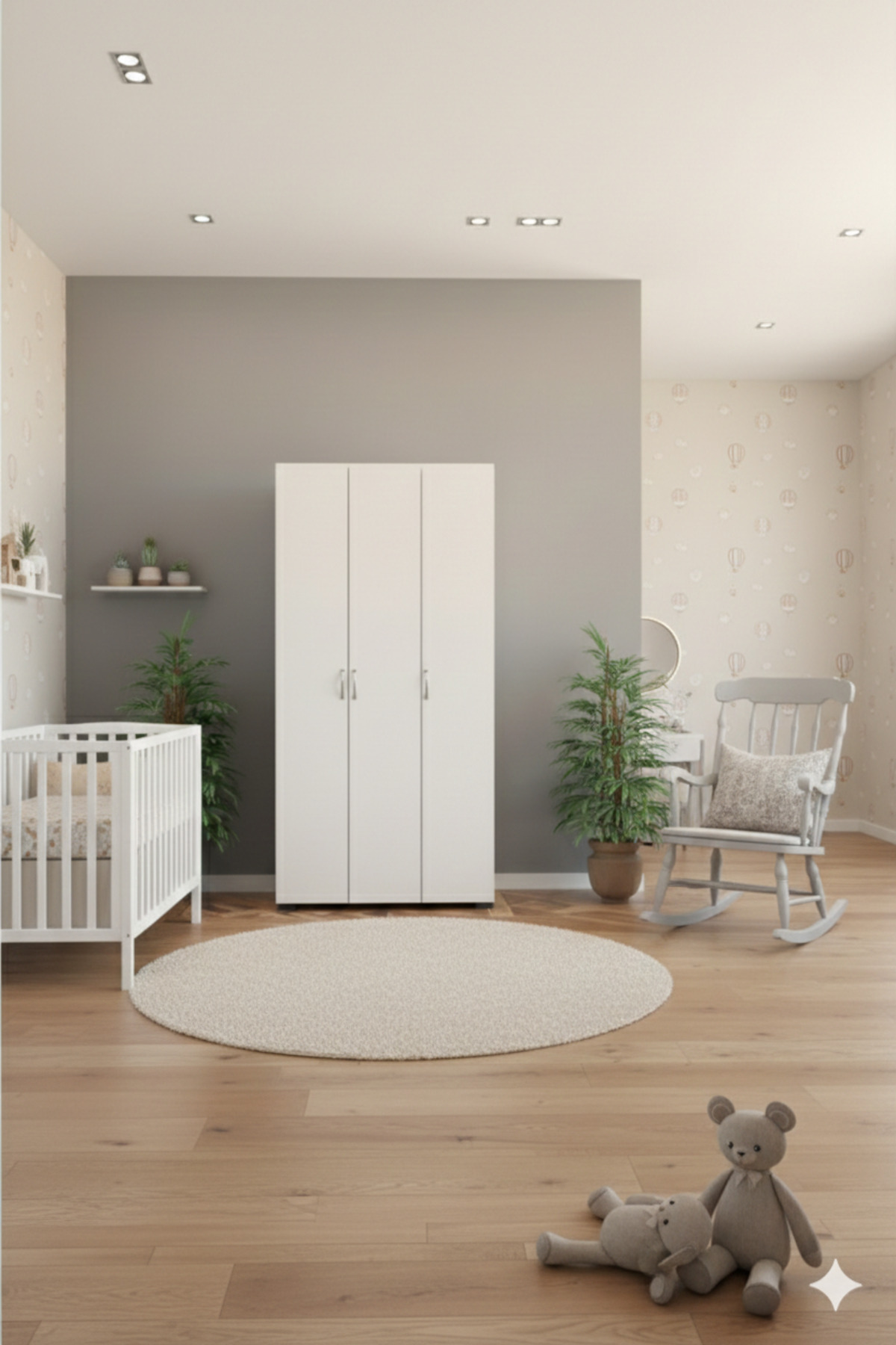 Kzy Mobilya Beyaz Mobilya 3 Kapılı Gardırop fotoğrafı 2 (önizleme)