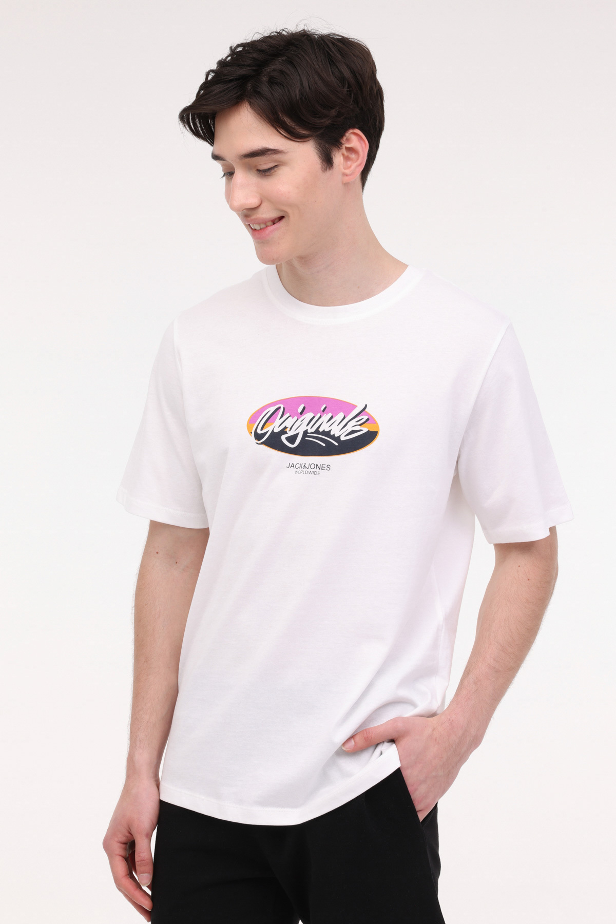 جک اند جونز تی‌شرت آستین کوتاه مردانه سفید JORTAMPA TEE SS CREW NECK