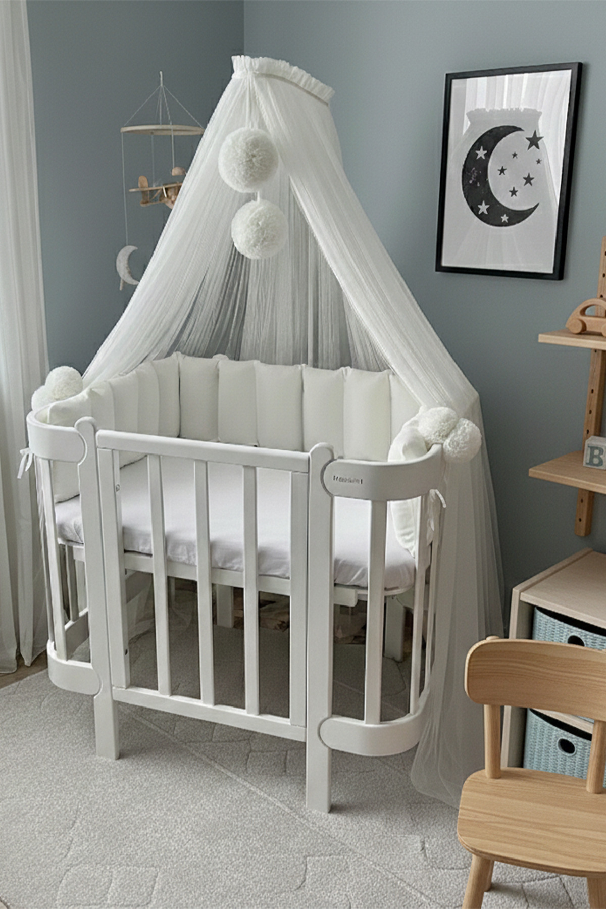 Kiddy Happy Beyaz Beşik Cibinliği Ve Cibinlik Aparatı fotoğrafı 3 (önizleme)