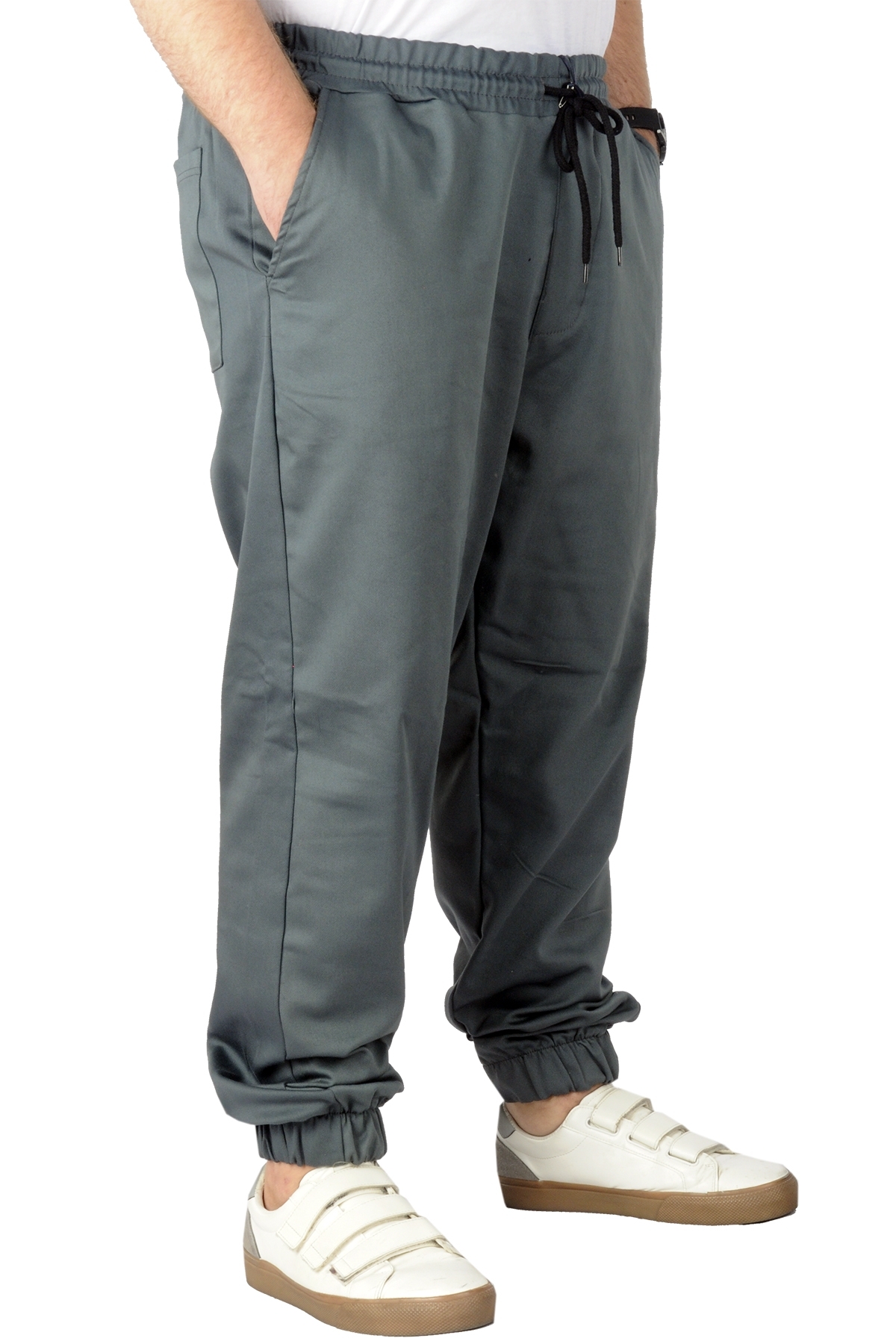 ModeXL Mode XL Büyük Beden Erkek Keten Jogger Bahar 21911B Antrasit görsel 6