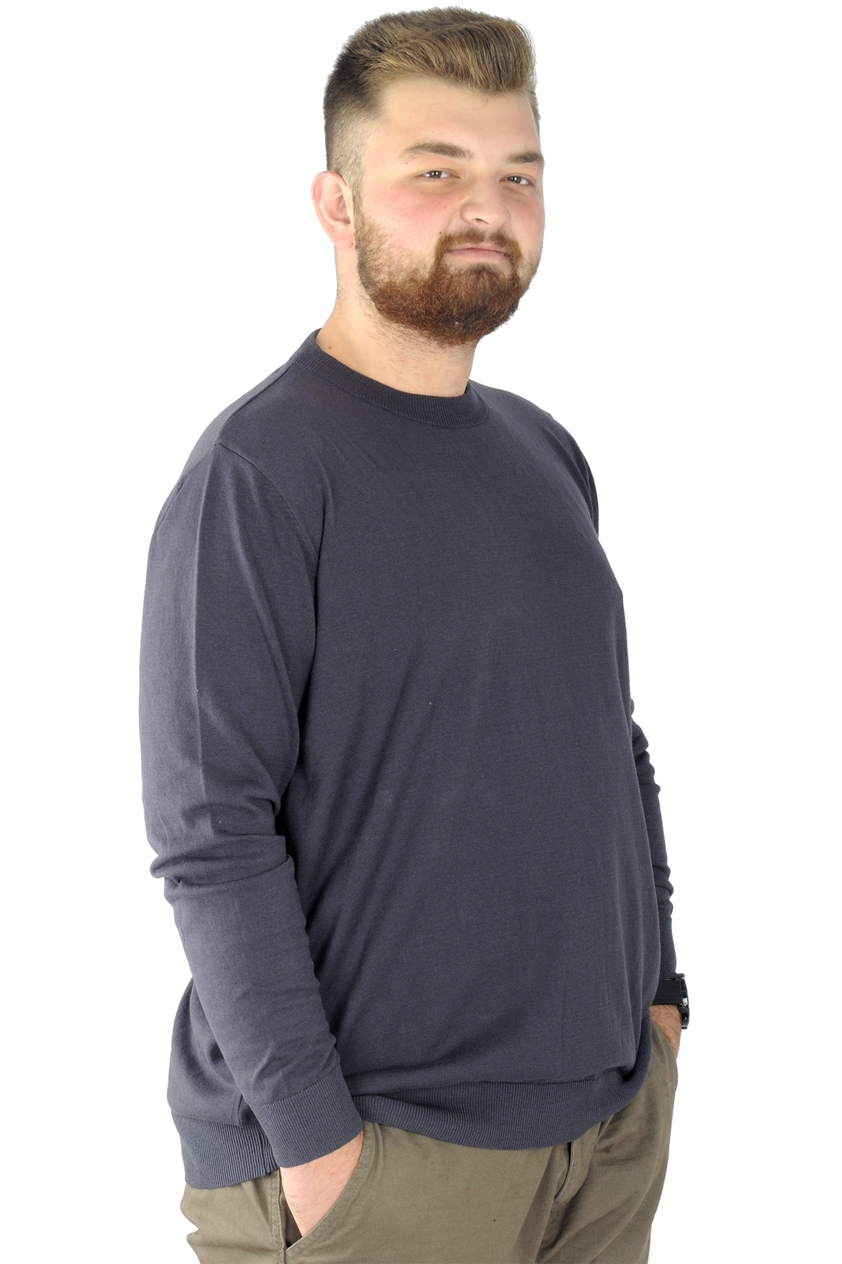 ModeXL Mode XL Büyük Beden Kazak Bisiklet Yaka 22207 Füme görsel 5