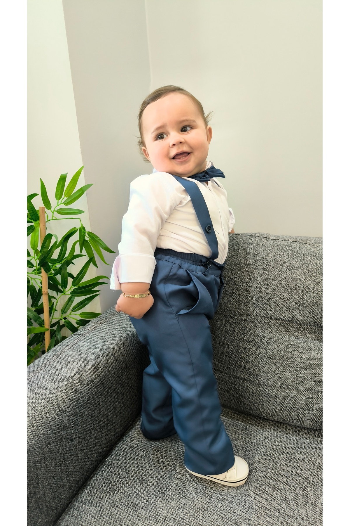 HAYTA Çocuk Takım Çocuk Salopet Takım Gömlekli Papyonlu Inndigo fotoğrafı 4 (önizleme)