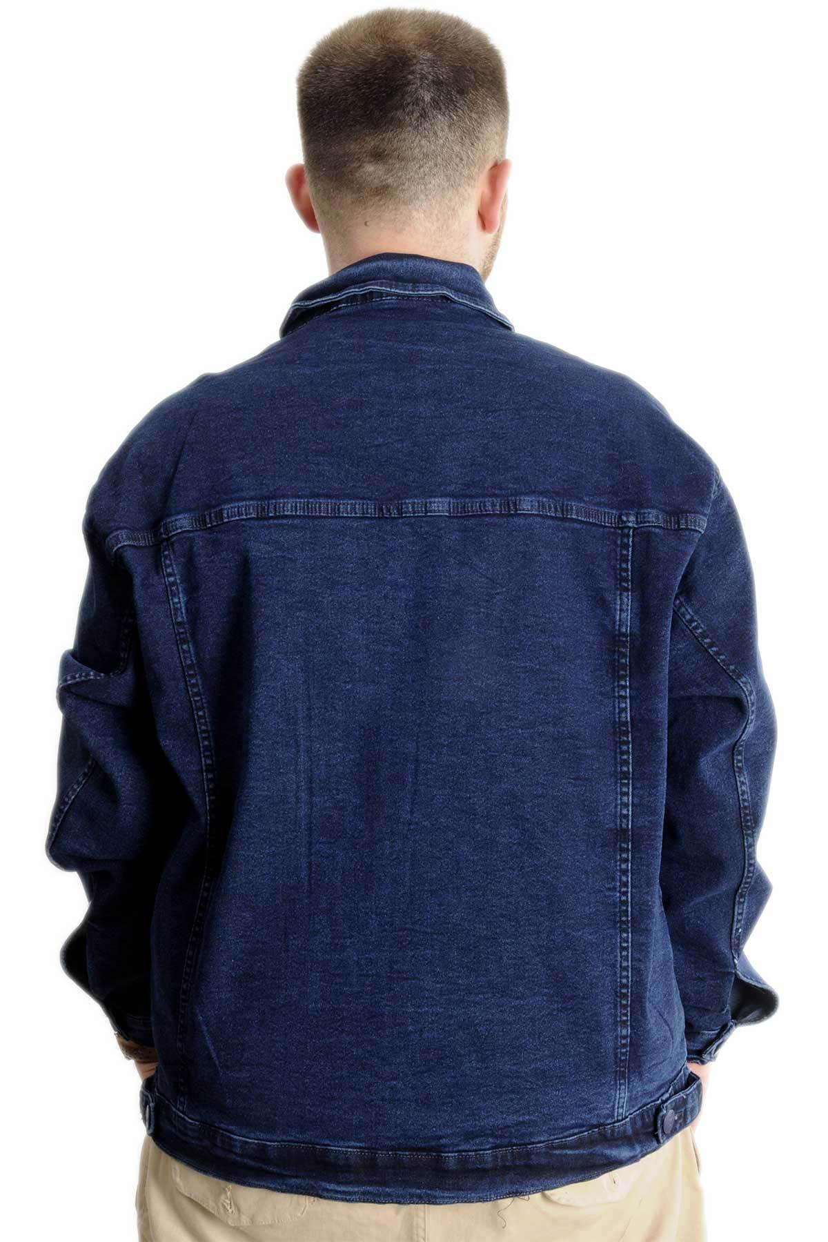 ModeXL Mode XL Büyük Beden Erkek Kot Mont Paris Star 22800 Mavi görsel 5