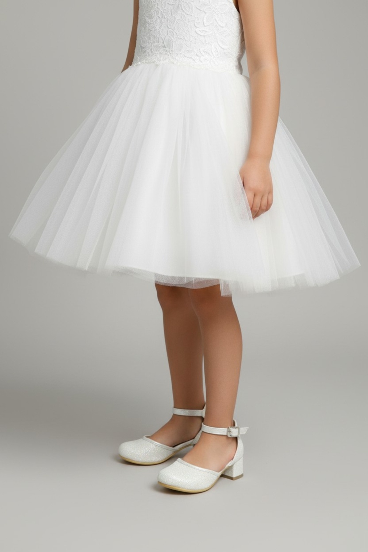 PATİK BEBE Kız Çocuk Beyaz Abiye Kare Topuklu Ayakkabı fotoğrafı 5 (önizleme)