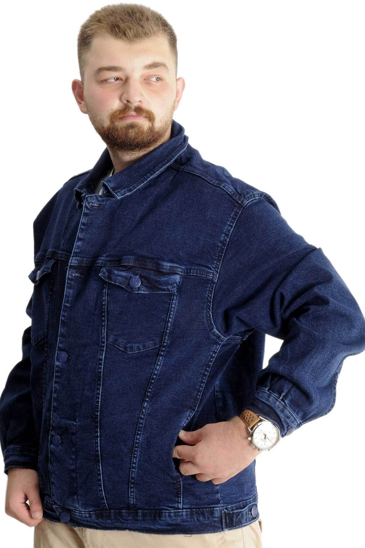 ModeXL Mode XL Büyük Beden Erkek Kot Mont Paris Star 22800 Mavi görsel 3