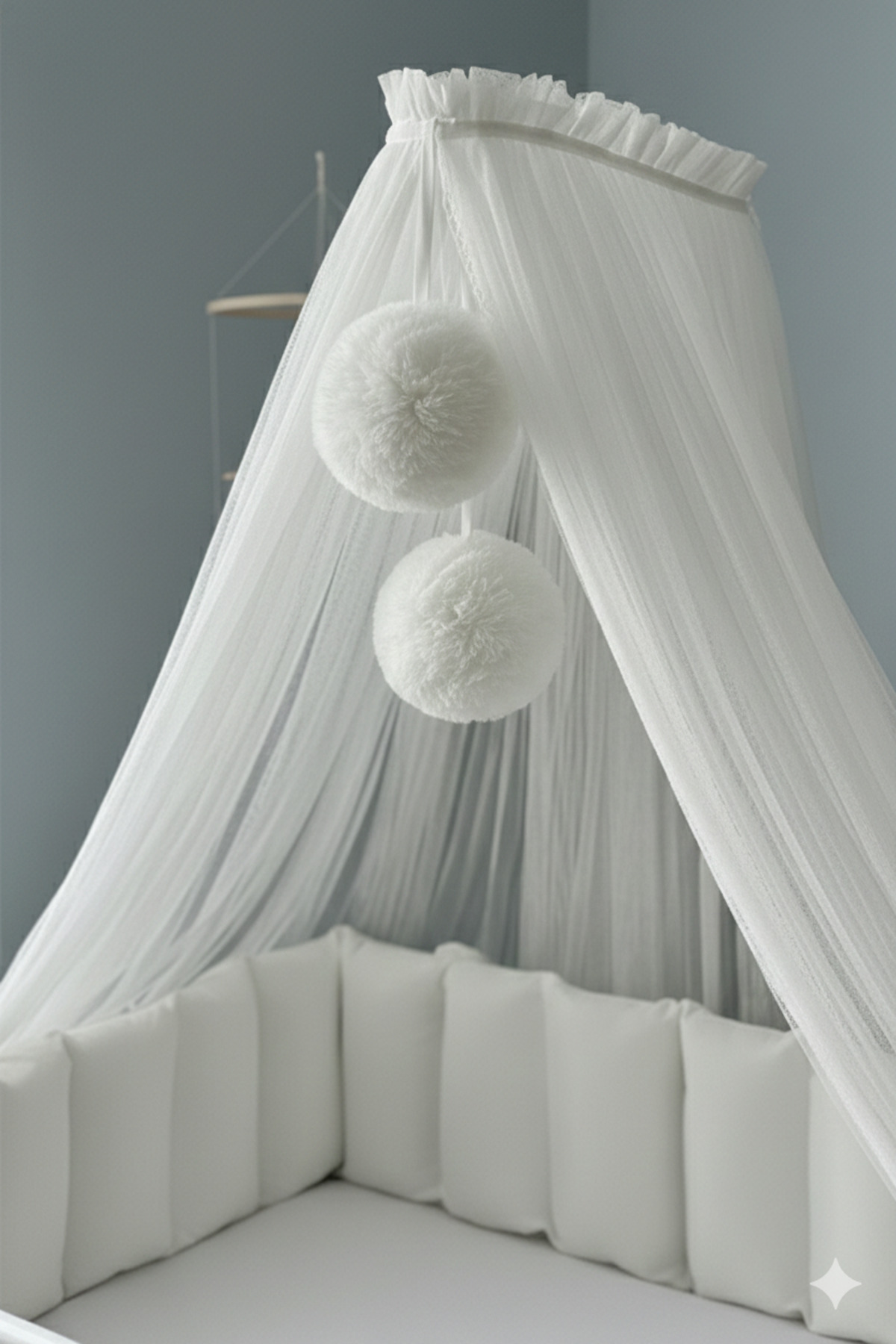 Kiddy Happy Beyaz Beşik Cibinliği Ve Cibinlik Aparatı fotoğrafı 4 (önizleme)