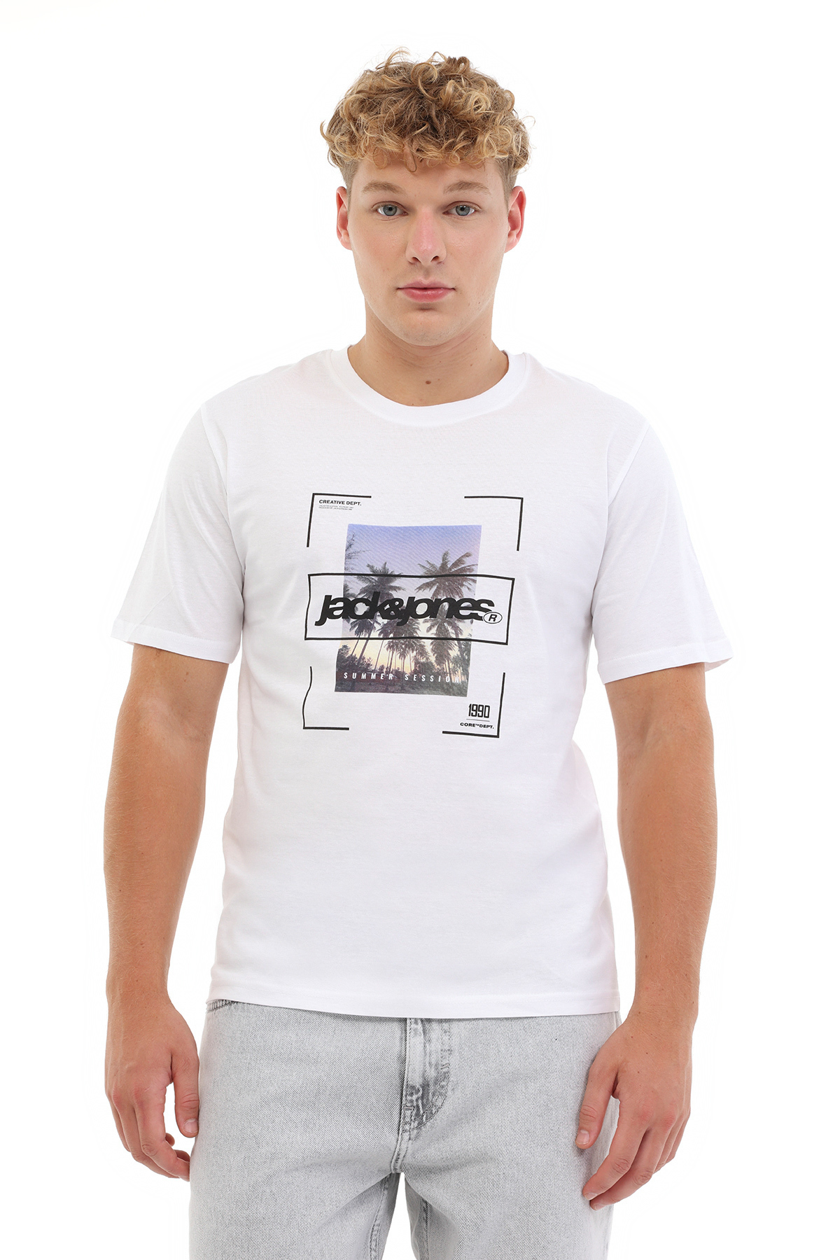 تی‌شرت آستین کوتاه مردانه سفید JCOSYSTEMATIC TEE SS جک اند جونز تی شرت Jack & Jones