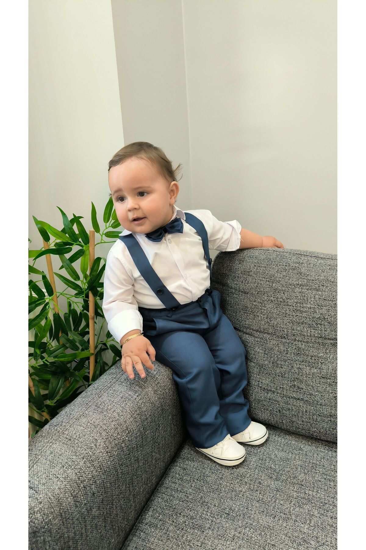 HAYTA Çocuk Takım Çocuk Salopet Takım Gömlekli Papyonlu Inndigo fotoğrafı 5 (önizleme)