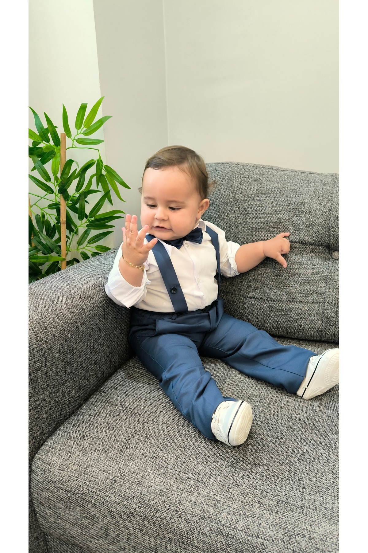 HAYTA Çocuk Takım Çocuk Salopet Takım Gömlekli Papyonlu Inndigo fotoğrafı 6 (önizleme)