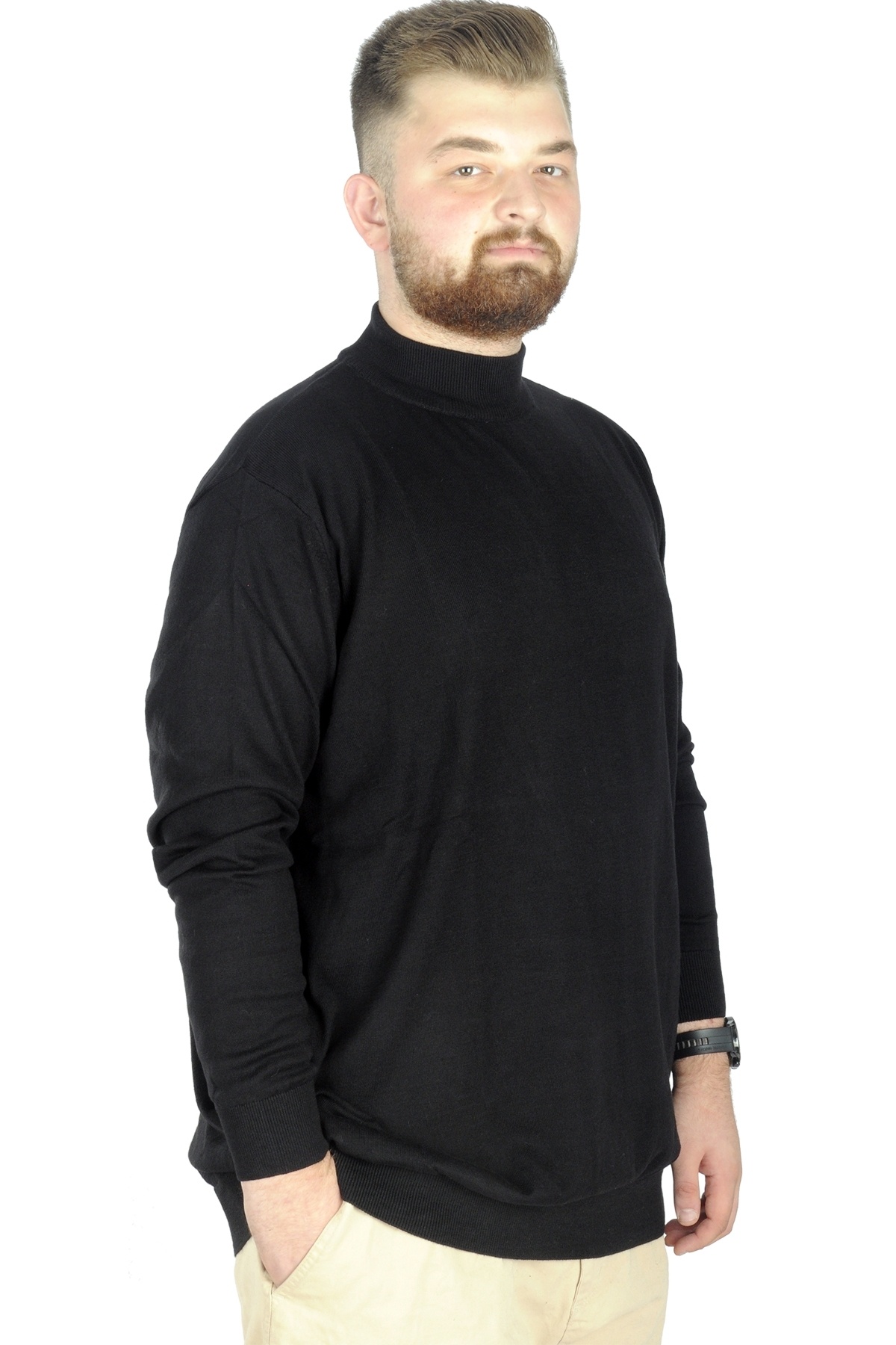 ModeXL Mode XL Büyük Beden Kazak Yarım Balıkçı 22208 Siyah görsel 7