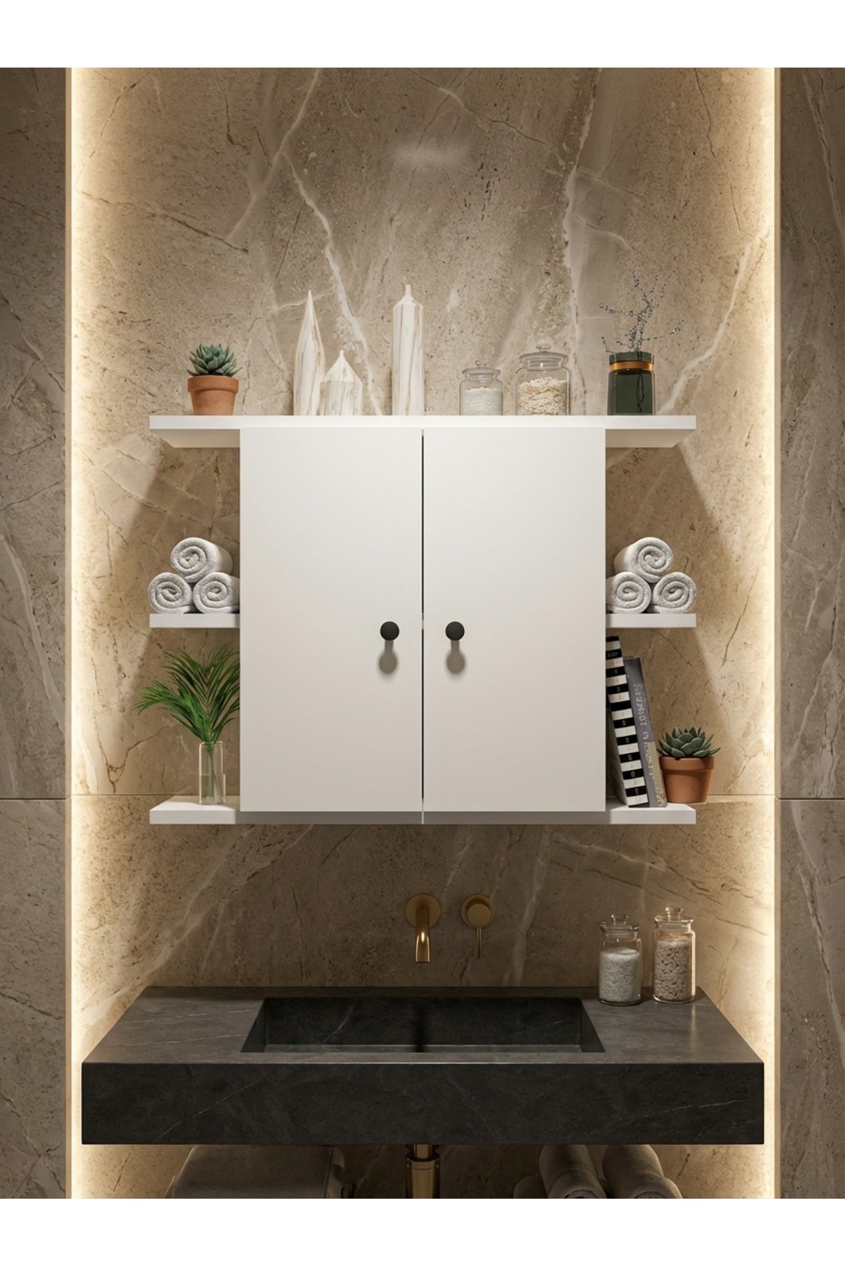 Ida Dekor Kalimera Wall Cabinet & Shelf White - MDF