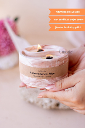 Luminolier Tarçın & Vanilya Kokulu %100 Doğal Soya Mum – El Yapımı Beton Kava...
