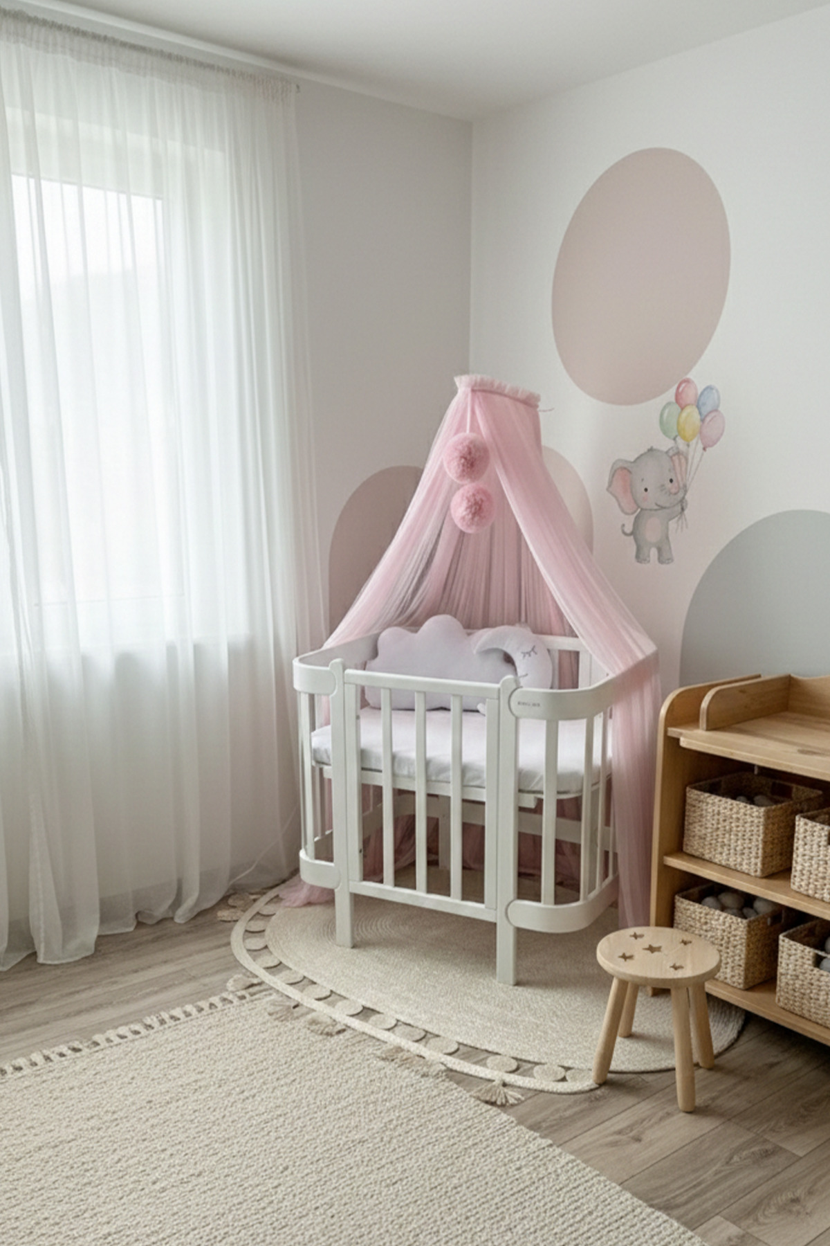 Kiddy Happy Pembe Beşik Cibinliği Ve Cibinlik Aparatı fotoğrafı 4 (önizleme)