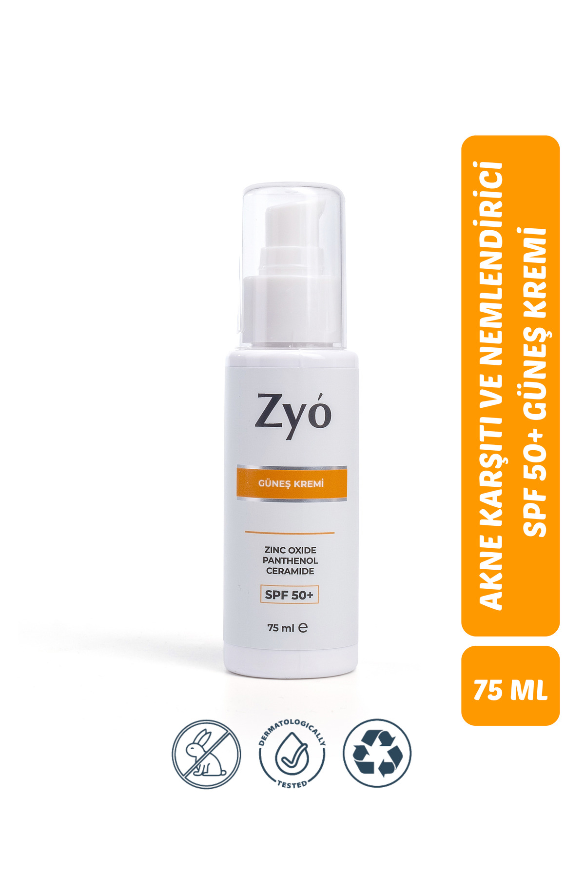Zyo Leke Karşıtı Yüz Güneş Kremi SPF 50+ Yüksek Korumalı Ton Eşitleyici 75 ml Tüm Cilt Tipleri İçin — zyo004