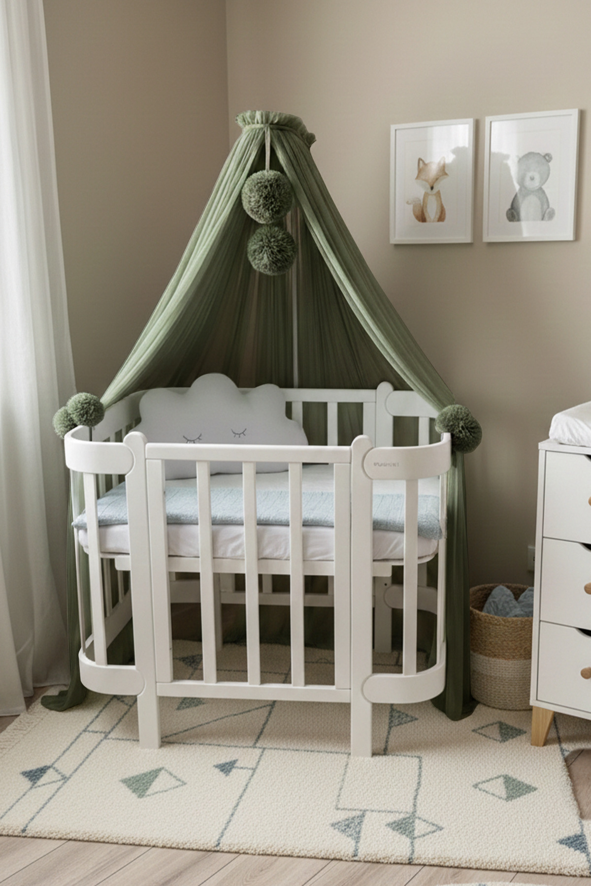 Kiddy Happy Haki Beşik Cibinliği Ve Cibinlik Aparatı fotoğrafı 5 (önizleme)