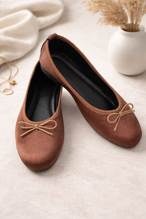 FootFrenzy Maria Kadın Saten Yuvarlak Burun Fiyonk Detaylı Kadın Babet - Şık ...