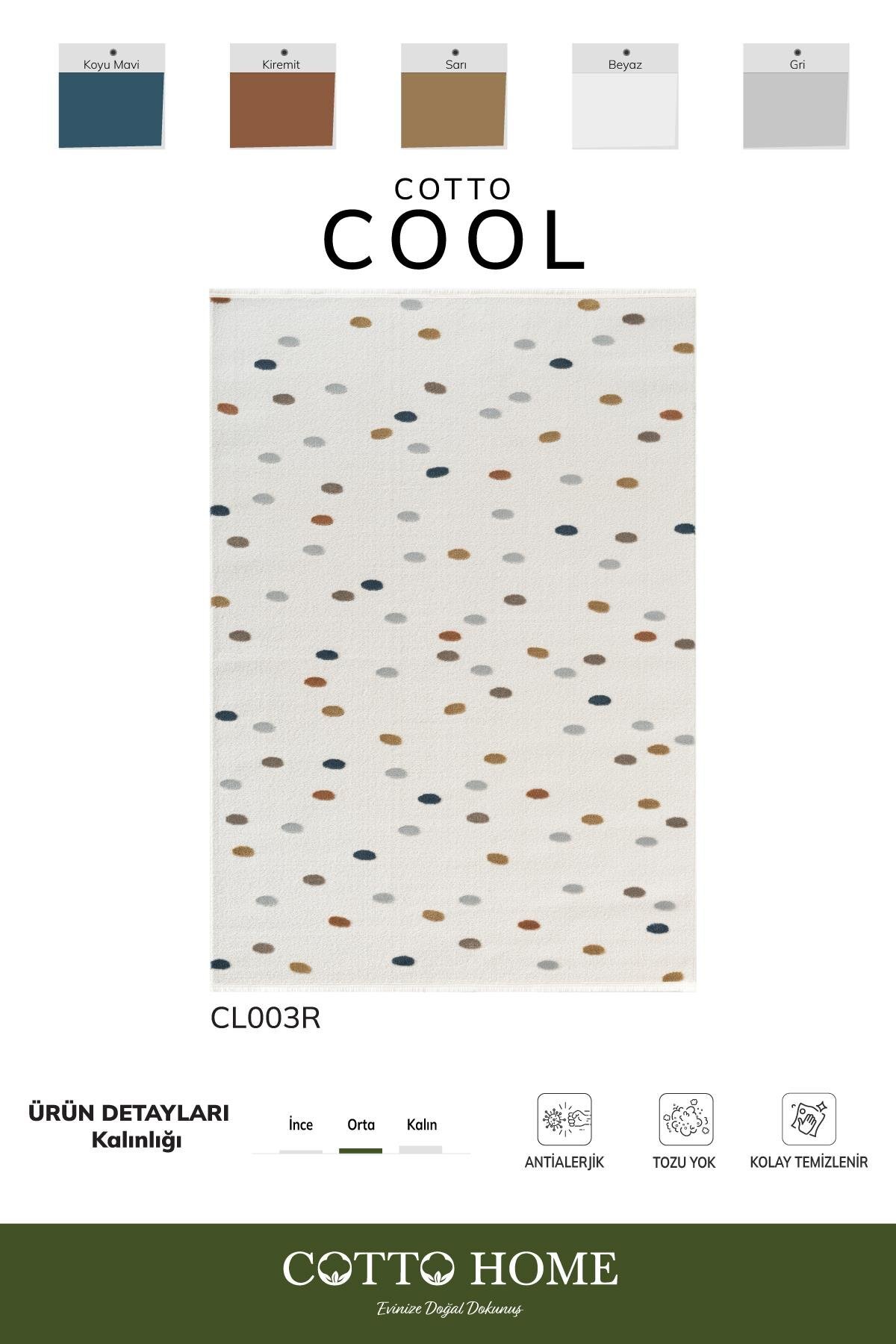 Cotto Home Cotto Cool CL003R Renkli Akrilik Halı Tozu Az Pamuk Tabanlı Salon Koridor Oturma Yatak Odası Halısı fotoğrafı 4 (önizleme)