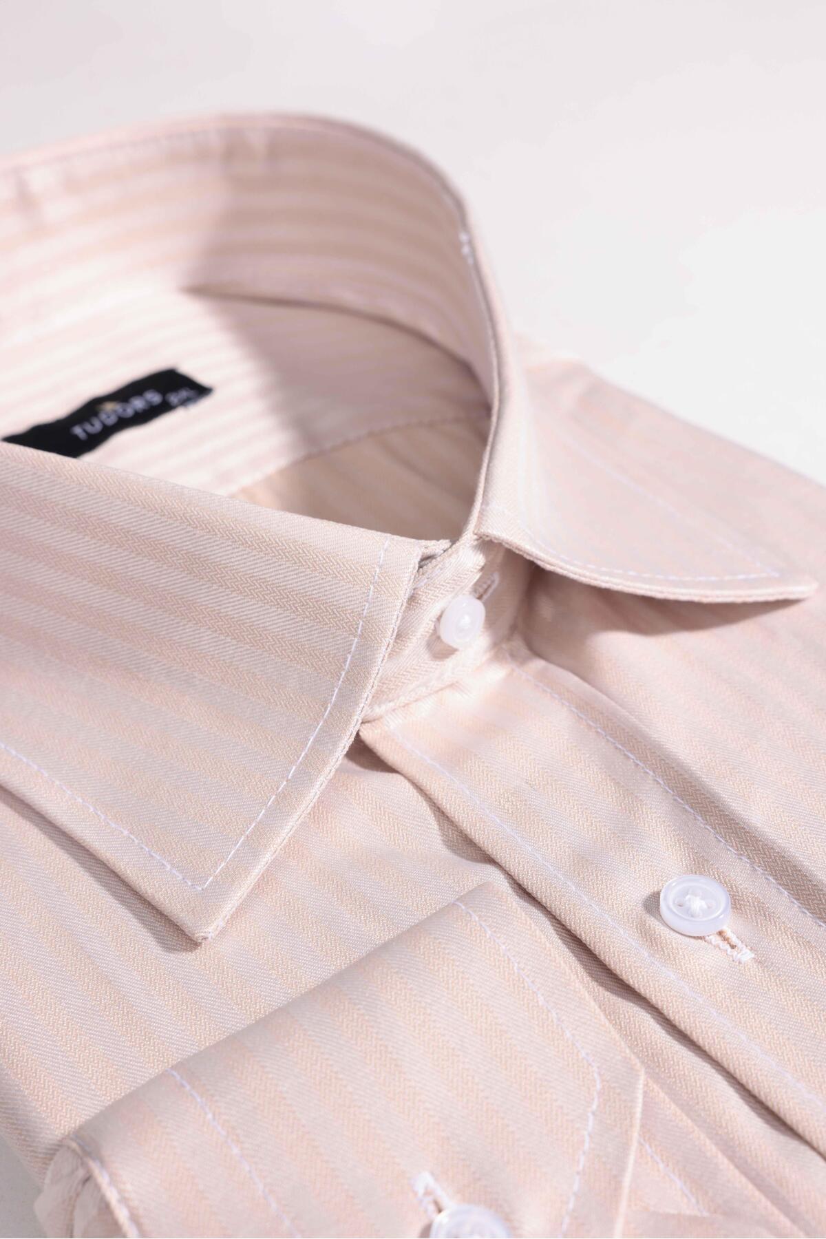 تودورز پیراهن مردانه آستین بلند سایز بزرگ طرح Easy Iron Tie-Wear نخی بافت‌دار بژ