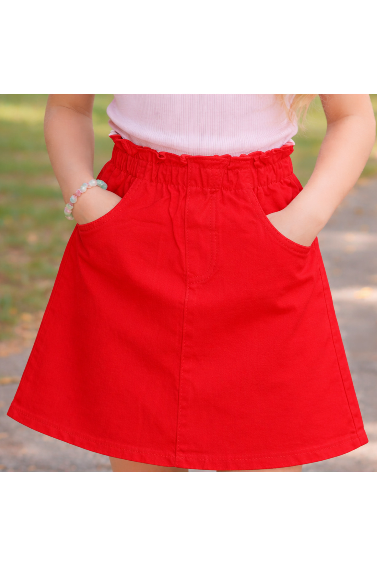 Çello mello  Kız çocuk bel lastikli likralı gabardin etek