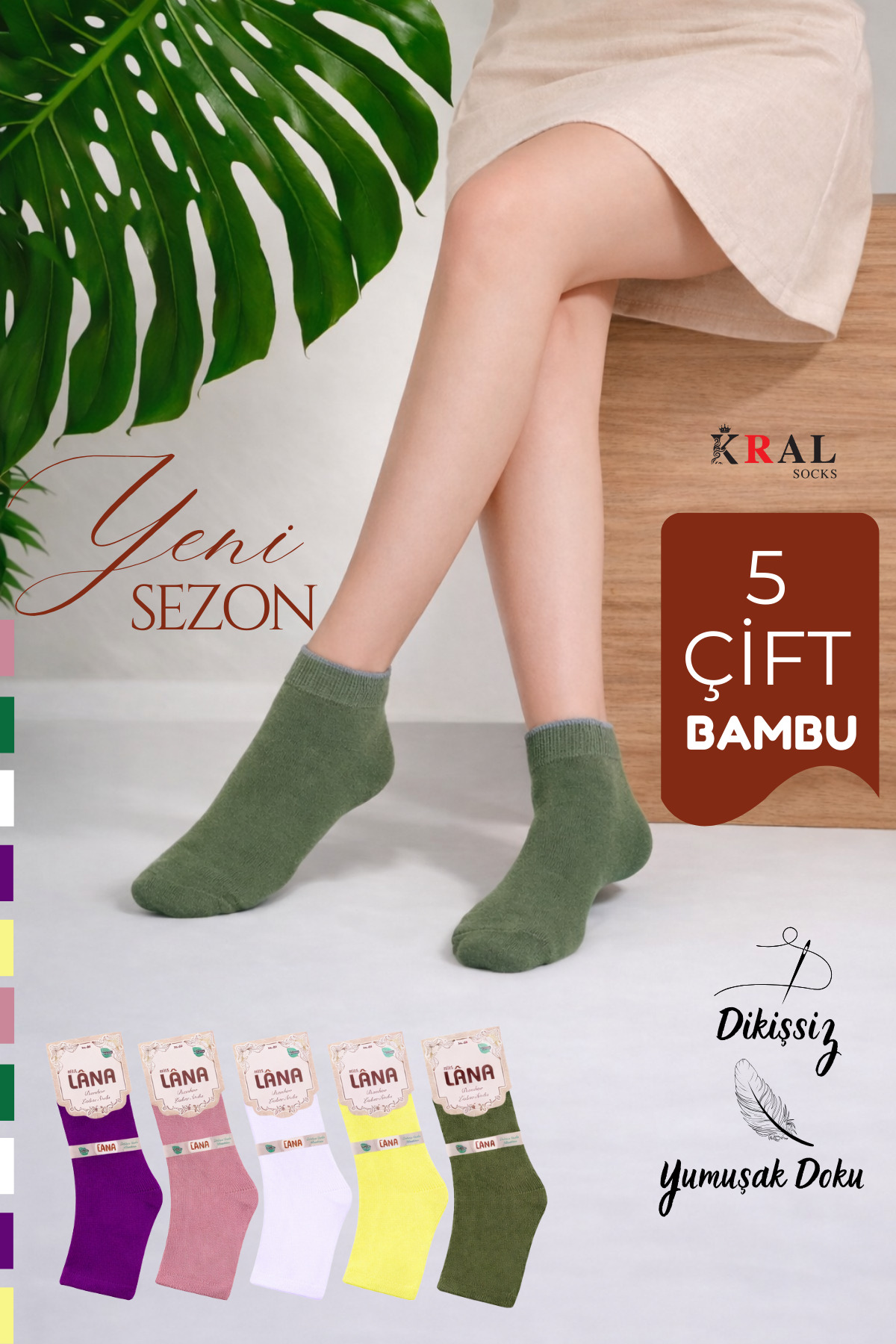 5 Pairs Women's Bamboo Seamless Booties Socks