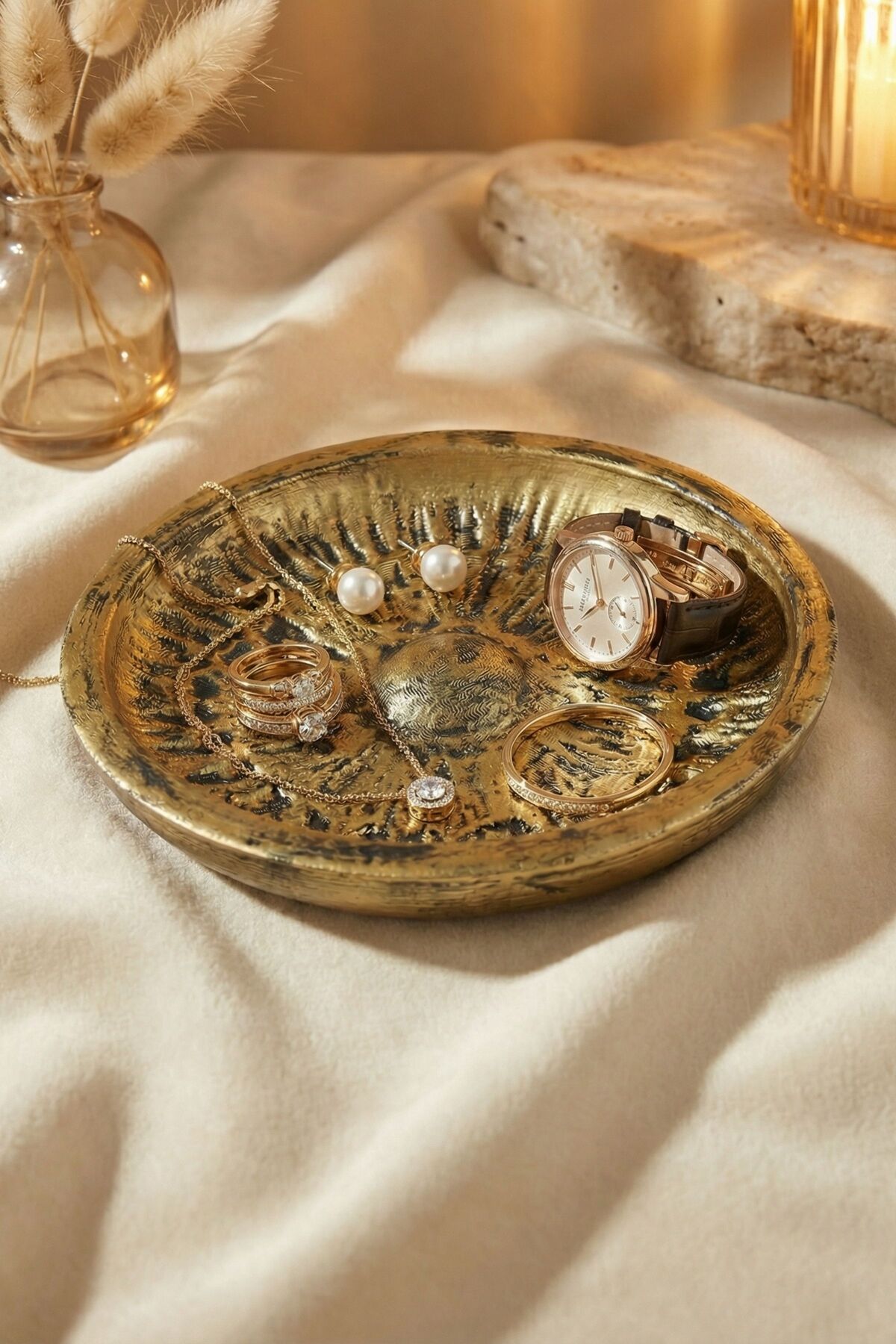 Jewelry Plate Jewelry Organizer Jewelry Makeup Cosmetic Organizer Gold Antiquated Color Model 6