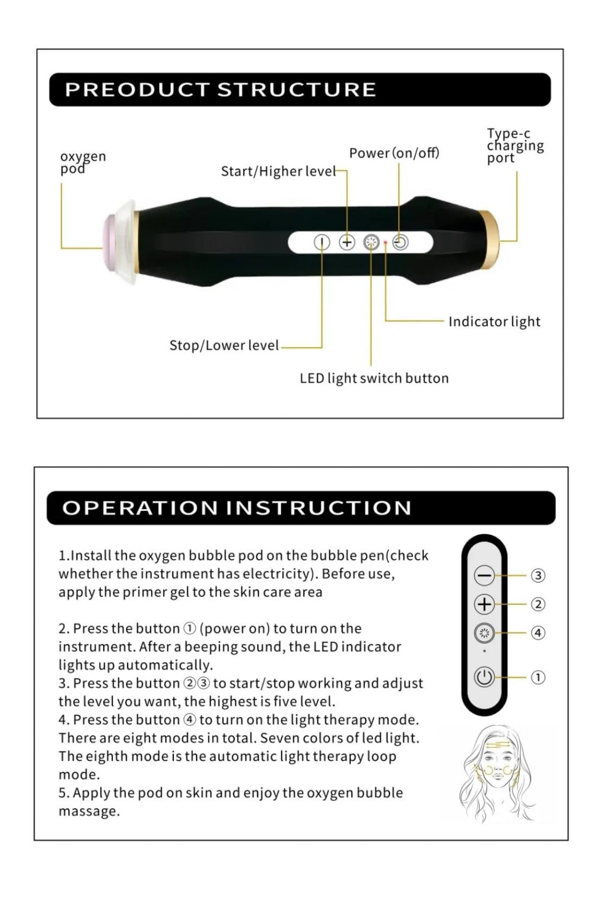 Bubbles Skin Pen Dynamic Oxygen Dermapen Oksijenli Cilt Bakım Cihazı Leke Kırışıklık Sıkılaştırma — رنگارنگ BV-45-2 — تصویر 8 از 8