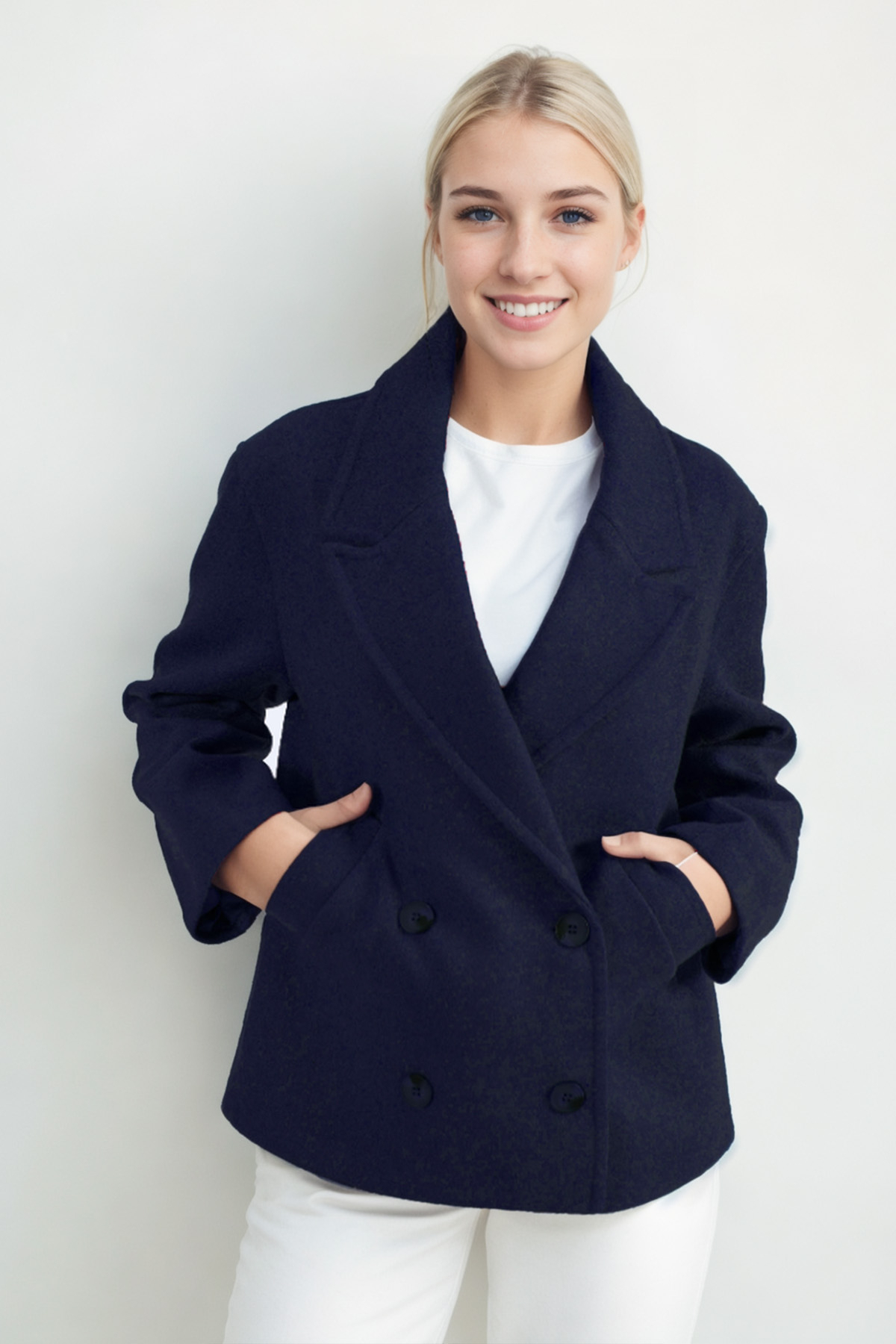 Vitrin  Düğmeli Kısa Kaşe Kaban - Görsel 3