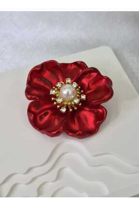 MY ESTA JEWELRY ZİRKON TAŞLI ALTIN RENK İNCİ TAŞLI GELİNCİK BROŞ