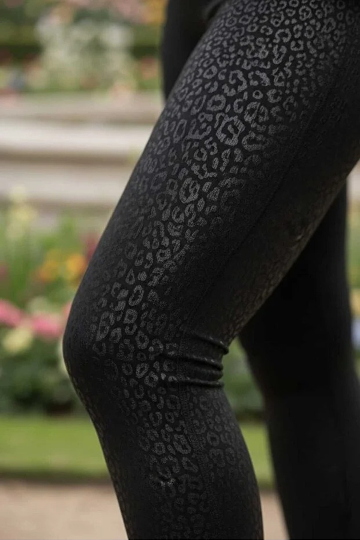 lzv  Siyah Kadın Leopar Desenli Dalgıç Kumaş Tayt – Yüksek Bel, Toparlayıcı - Görsel 3