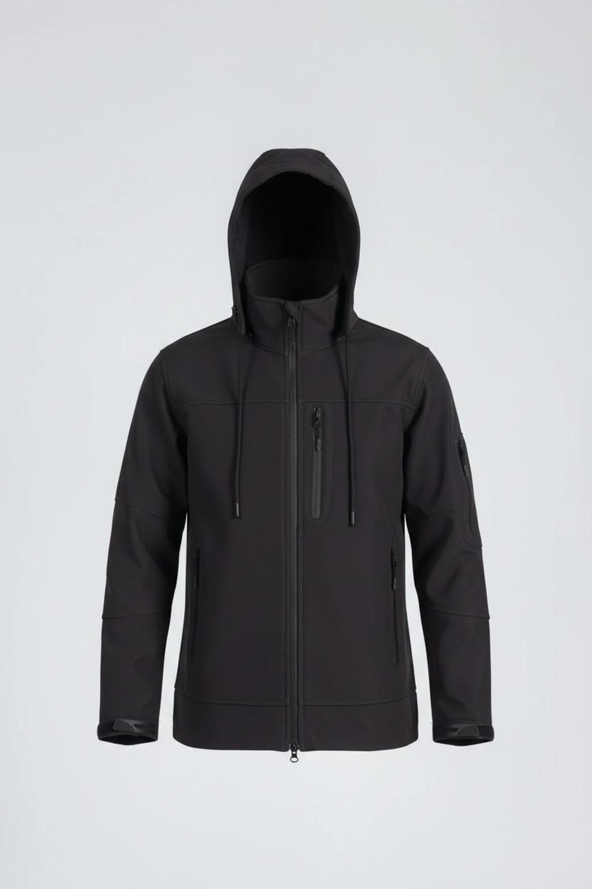 Vatan Tekstil Erkek Slim Fit Softshell Kapüşonlu Erkek Mont Su İtici Rüzgar Geçirmez görsel 3