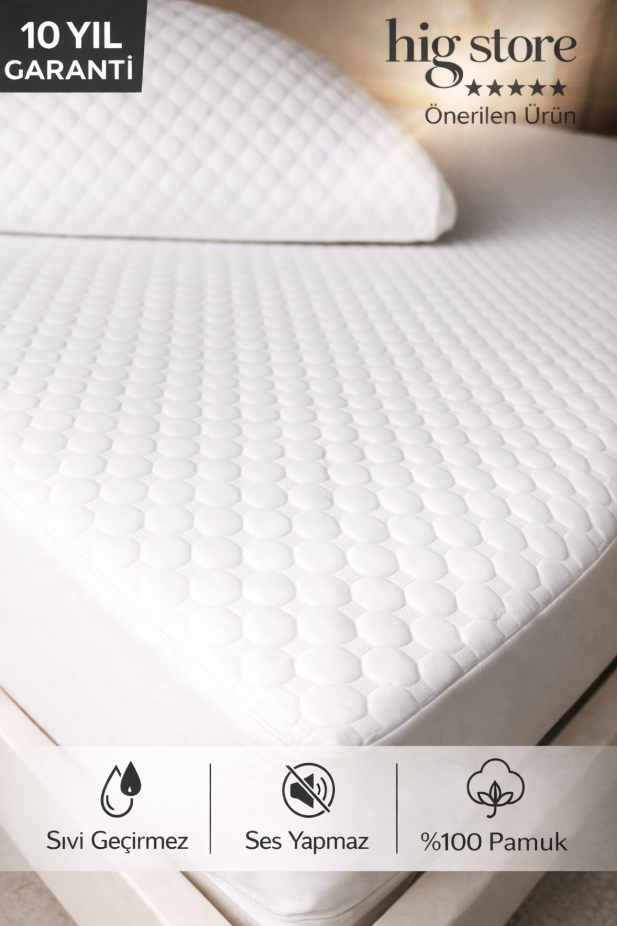 Desert Touch Fitted 100% Cotton Water Liquidproof Mattress Protector Undersheet Single-Double Waist Pillow Size