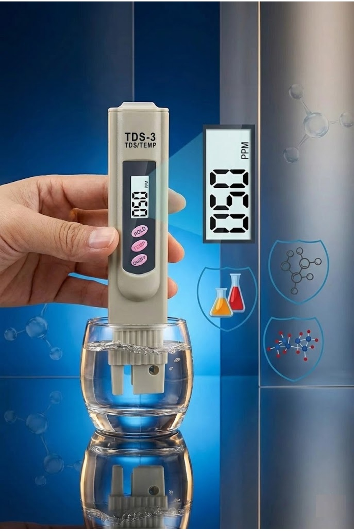 Dijital Tds Metre Su Kalitesi +sıcaklığı Ölçüm Cihazı-su Termometresi-akvaryum Su Saflık Ölçer Aleti