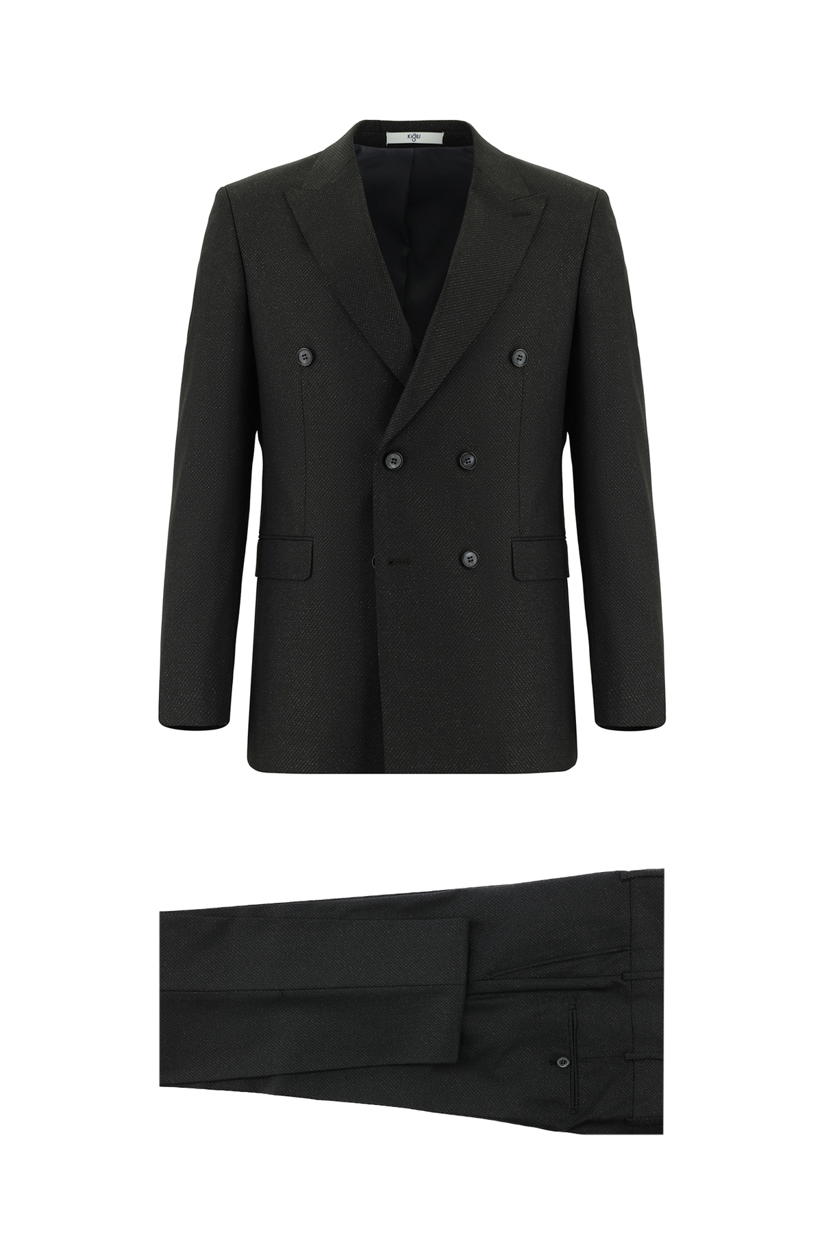 Kiğılı  7 Drop Slim Fit Dar Kesim Desenli Kruvaze Takım Elbise