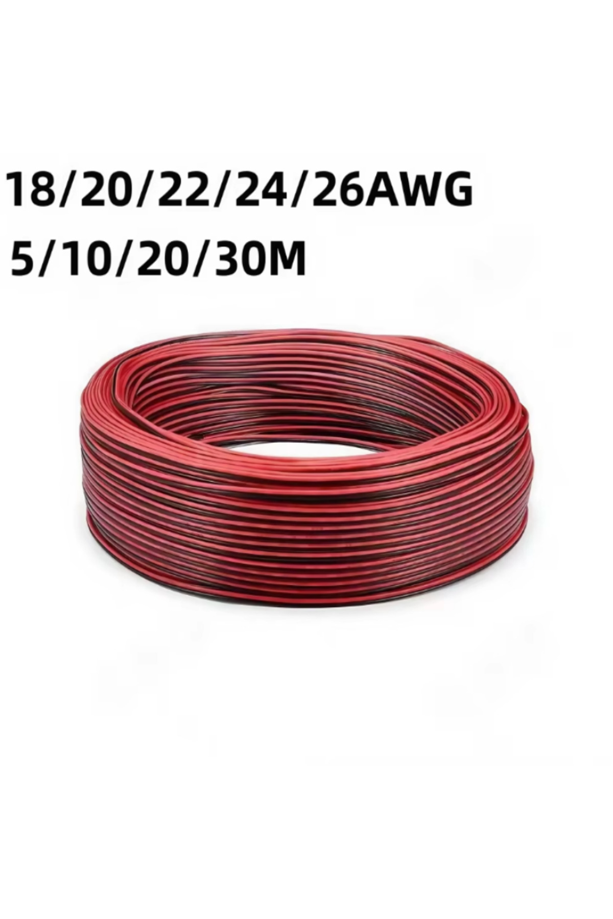 Choice سلك كهربائي أحمر وأسود بطول 30 مترًا، مقاس 22 AWG، ثنائي الأطراف ...