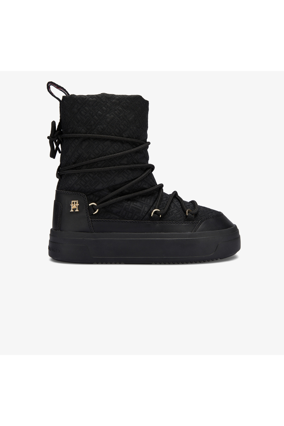 Tommy Hilfiger Lace-Up Monogram Kadın Siyah Bot