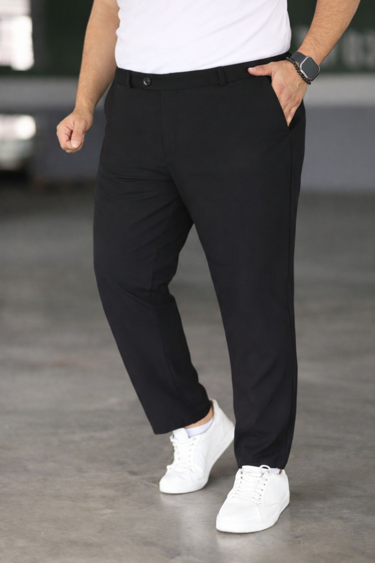 Bürke Erkek Siyah Renk Kaliteli Battal Büyük Beden Kumaş Pantolon (100-135 kg battal beden 40-42-44) görsel 5