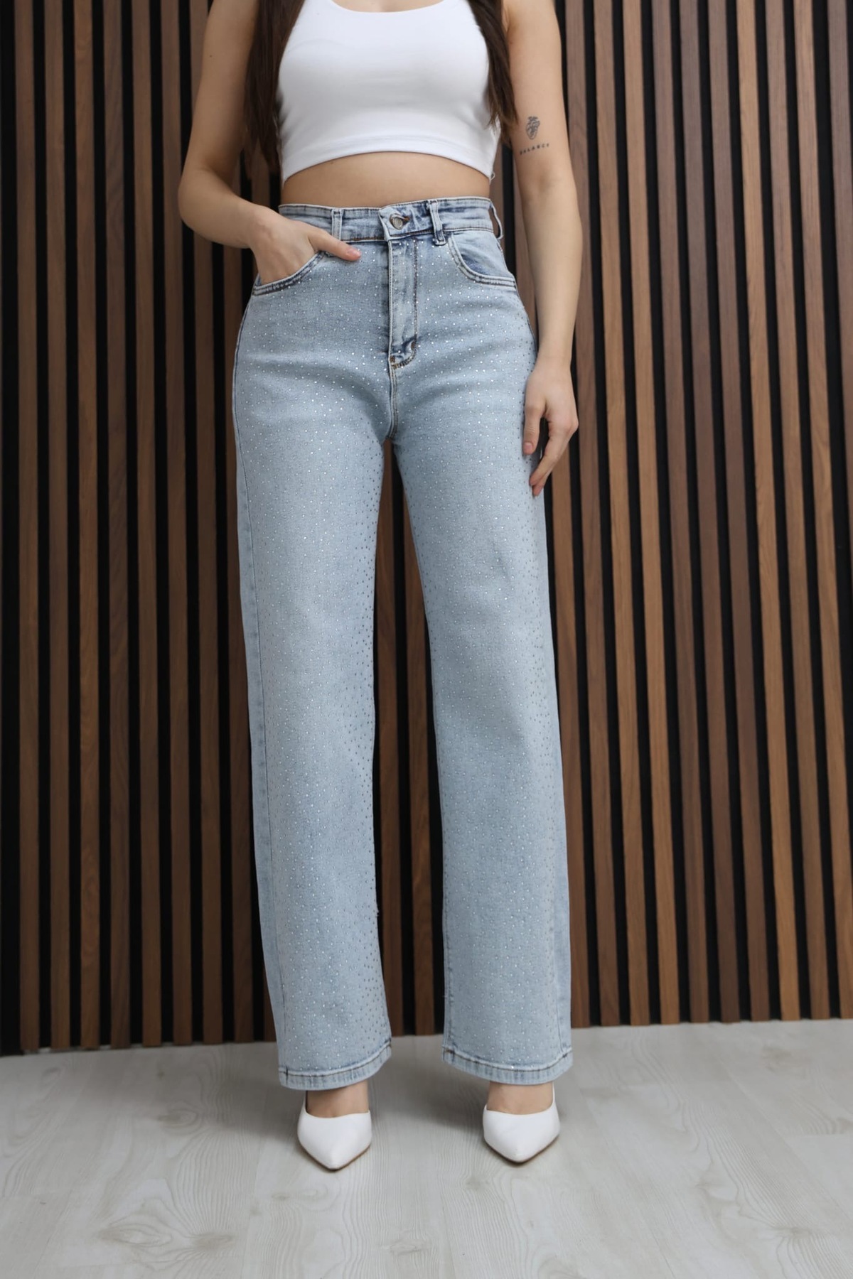 ESPY LIFE  Bolpaça Açık Mavi Karyıkama Ön Taş Detaylı - Görsel 2