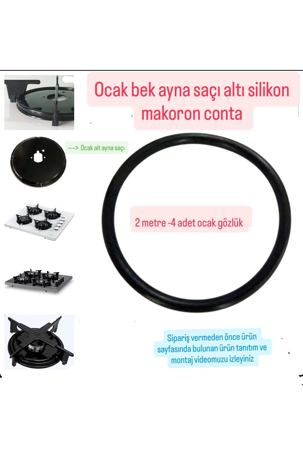 Becenhouse Kumtel Vestel Tüm Markalara Uyumlu Ocak Bek Ayna Altı Conta Yanmaz Sızdırmaz (4 ocak gözlük) 2 mt