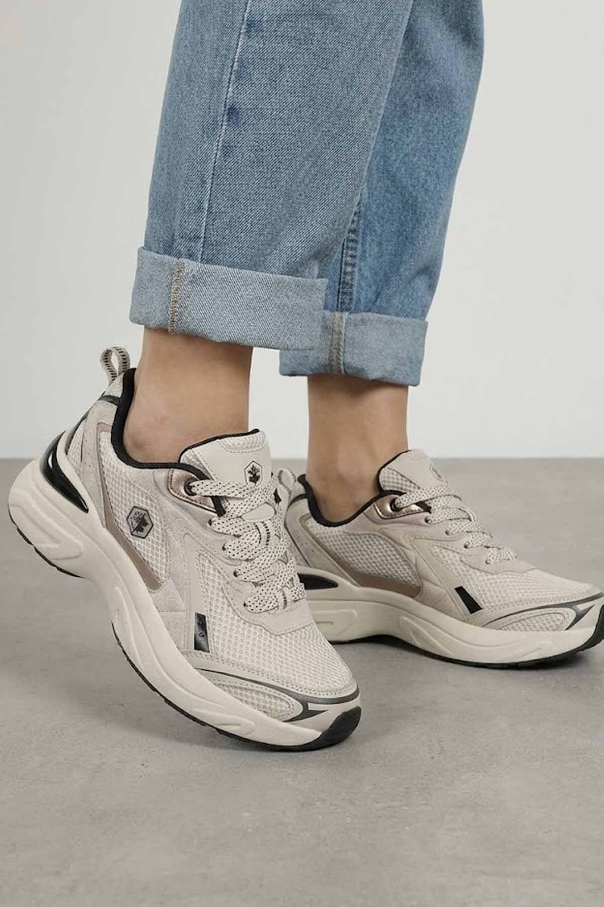 Lumberjack  Kadın Bej Sneaker - Bronz Detaylı Kalın Tabanlı Günlük Spor Ayakkabı - Görsel 6