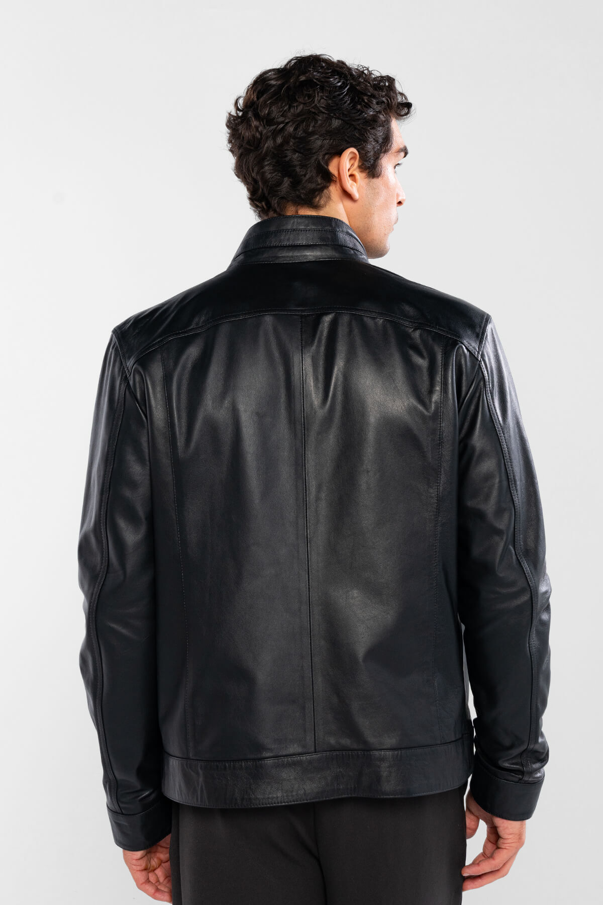 Tamer Tanca  Erkek Hakiki Deri Siyah Deri Mont - Görsel 3