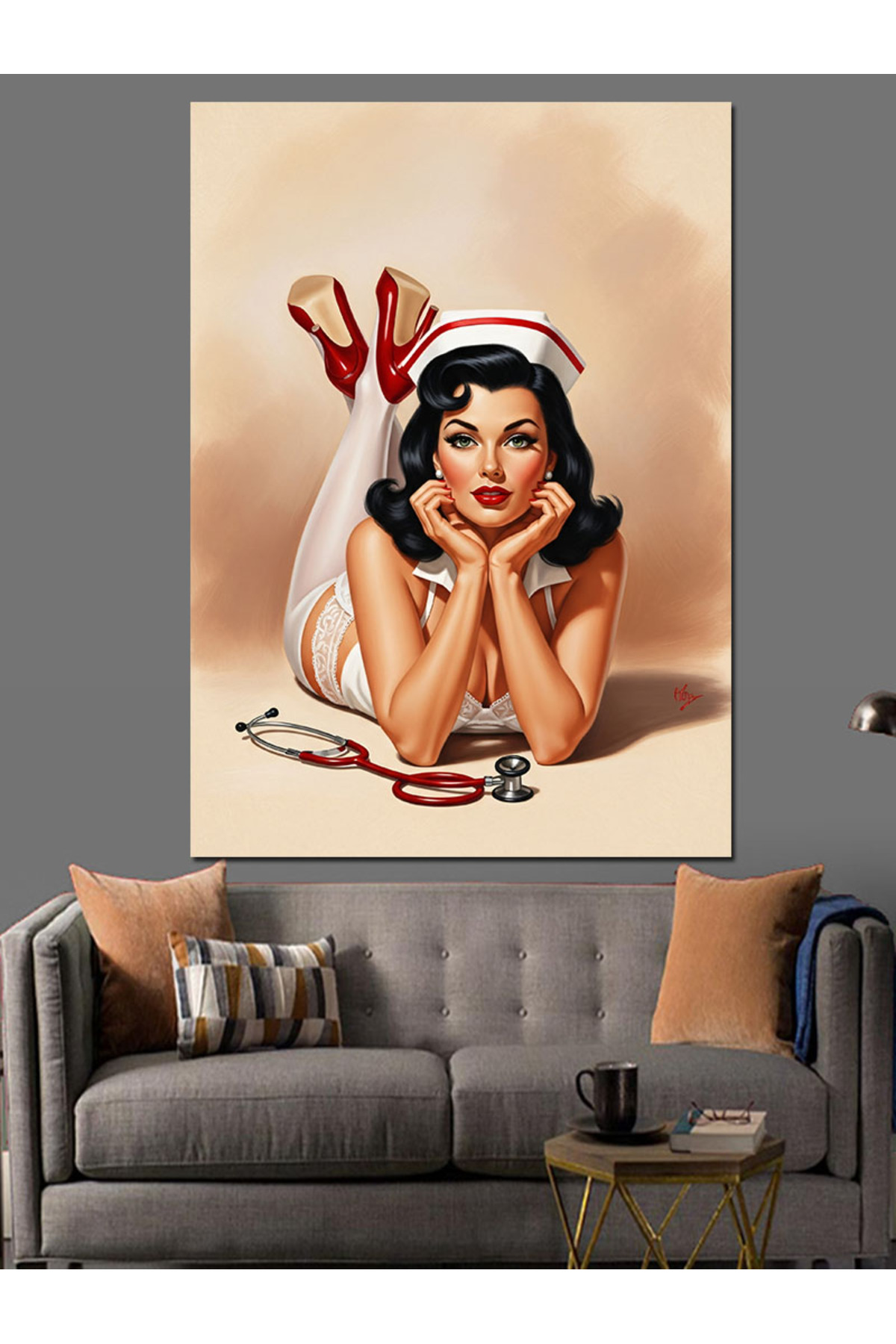 Uzanan Pin-up Yüksek kaliteli yağlı boya dokulu Kanvas Canvas Tablo kanvas tablo canvas tablo duvar