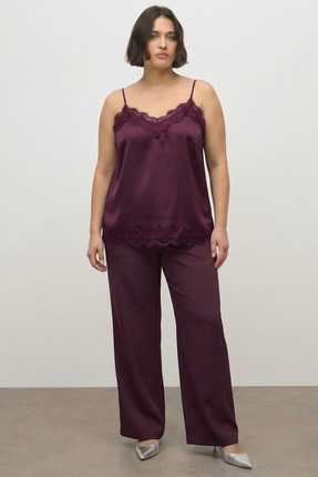 Myline Dantel Detaylı İp Askılı Saten Bluz