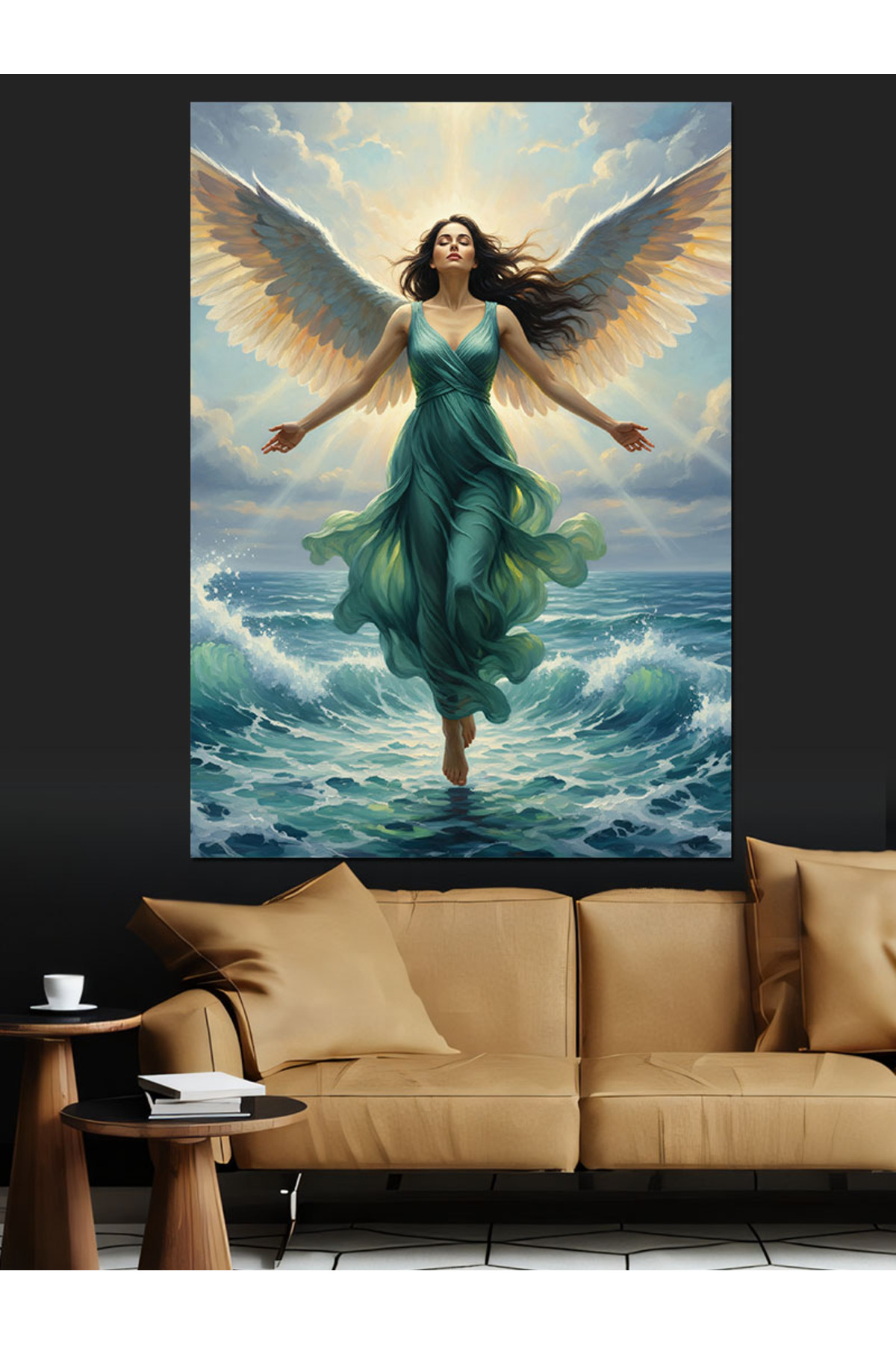 Kanatlı Mavi Yüksek kaliteli yağlı boya dokulu Kanvas Canvas Tablo kanvas tablo canvas tablo duvar