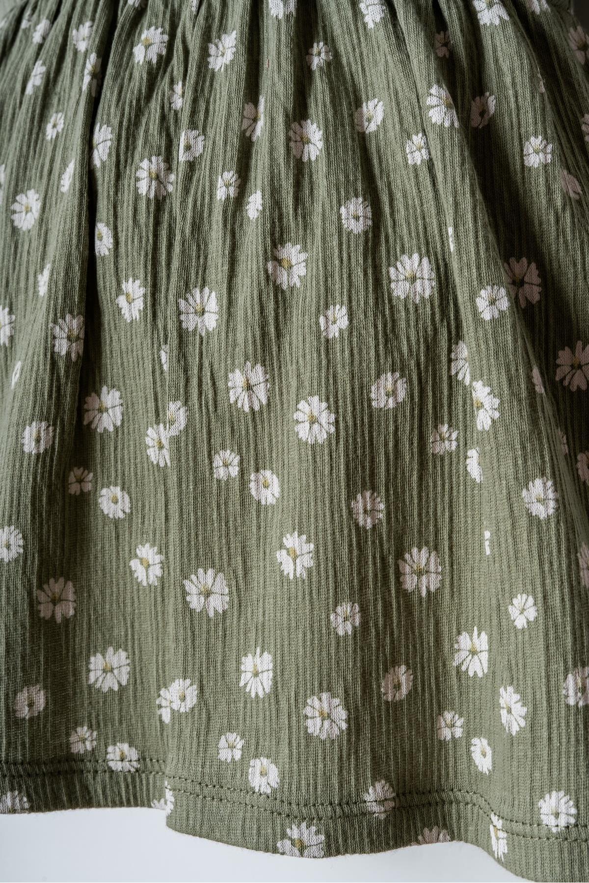 U.S. Polo Assn. Kız Bebek Papatya Desenli Elbise Pamuk Süprem Kumaş Yuvarlak Yaka Günlük Elbise fotoğrafı 3 (önizleme)