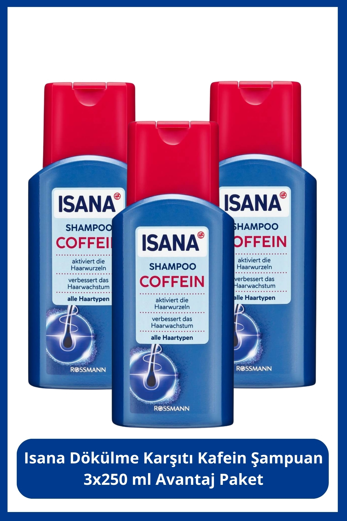ISANA Dökülme Karşıtı Kafein Şampuan 3x250 ml Avantaj Paket — SETR271