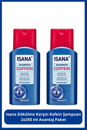 ISANA Dökülme Karşıtı Kafein Şampuan 2x250 ml Avantaj Paket