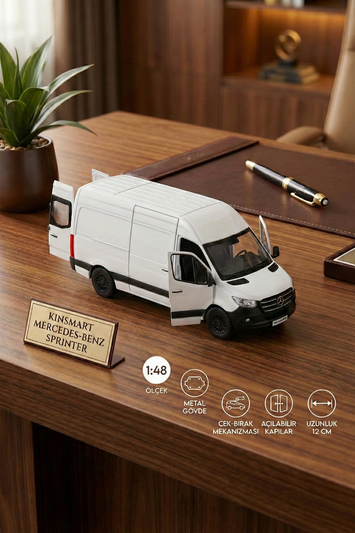 craftivio Kinsmart Mercedes-Benz Sprinter 1:48 Ölçek Metal Çek