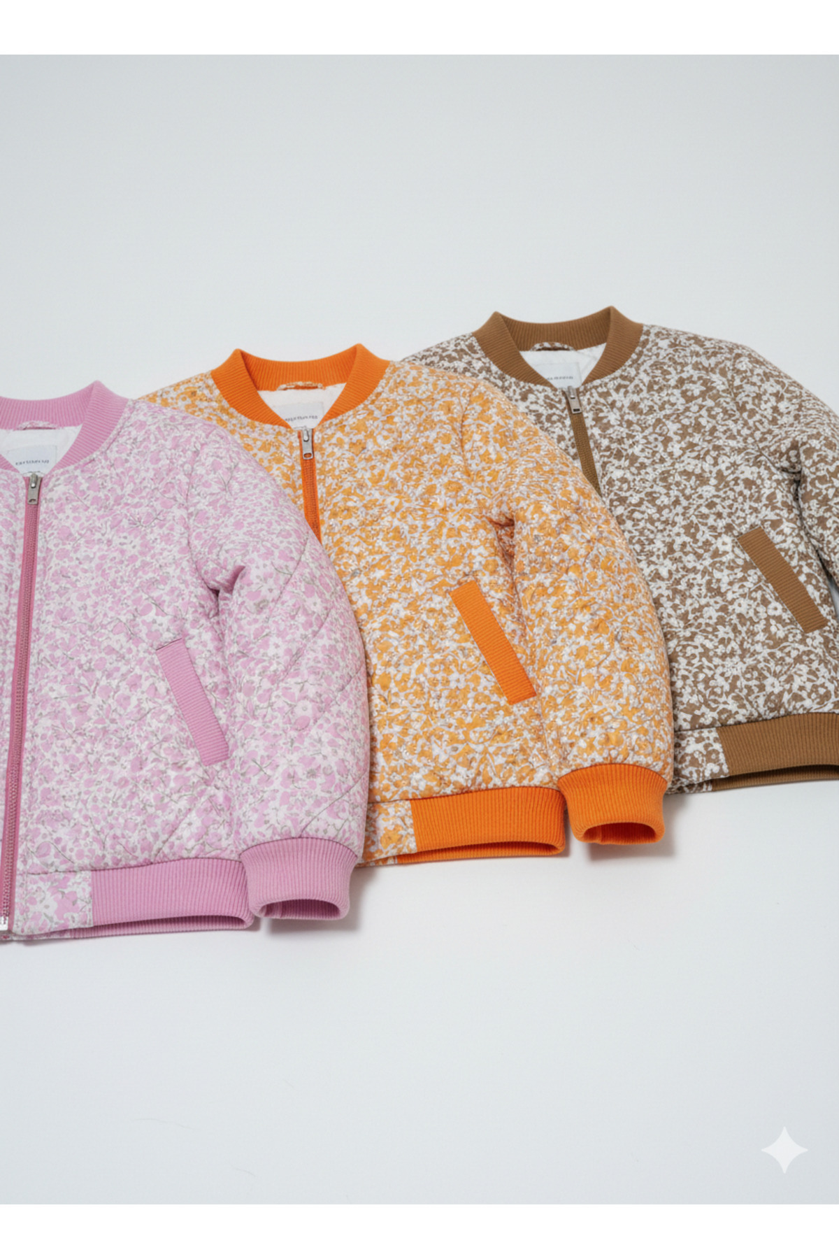 Momivi Kids Kız Çocuk Çiçek Desenli Kapitone Bomber Ceket Mevsimlik Mont fotoğrafı 5 (önizleme)