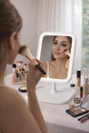 madewithlove Şarjlı LED Işıklı Masa Üstü Makyaj Aynası – Gün Işığı / Beyaz / ...