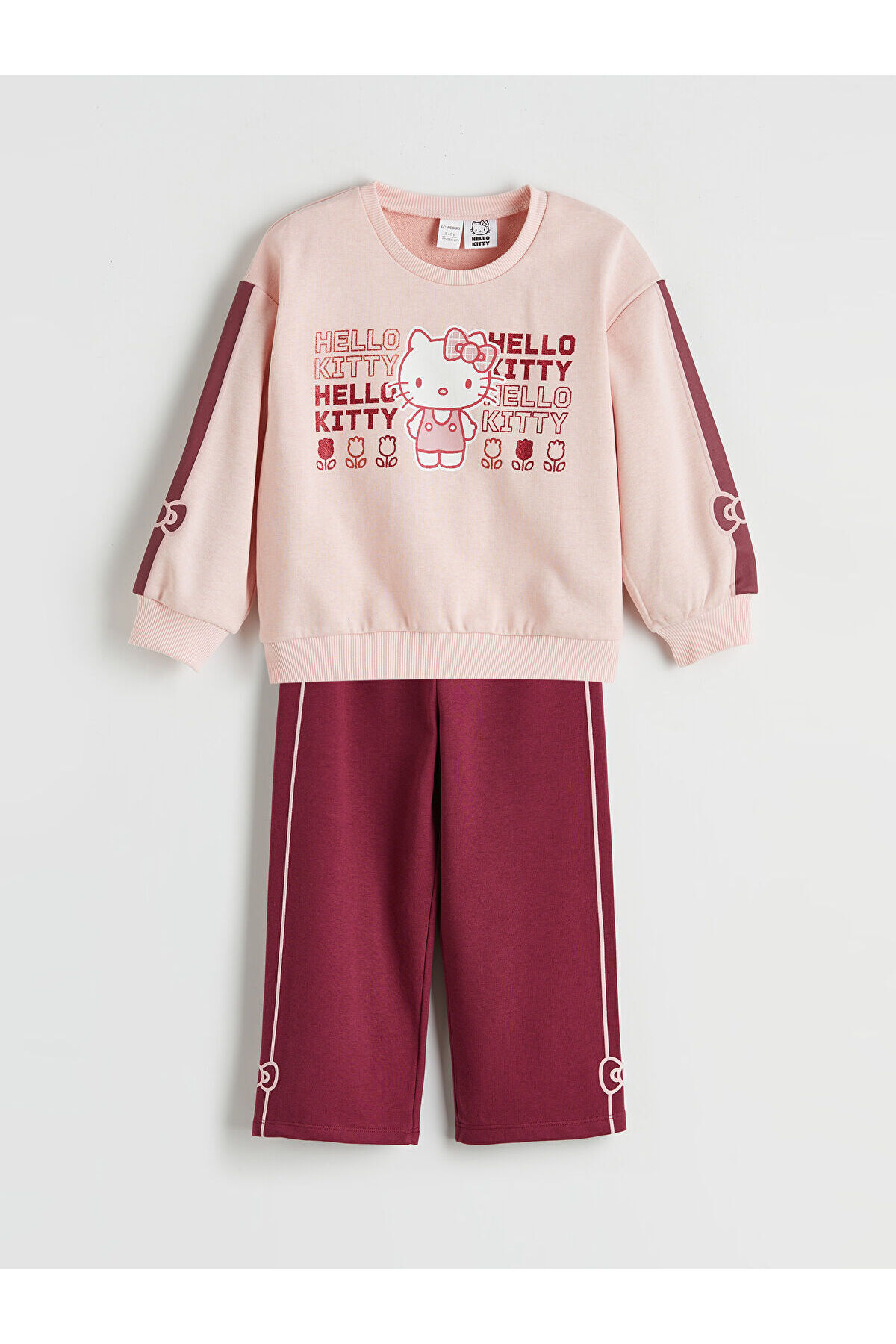 LC Waikiki Elsiva Collection Pembe Hello Kitty Baskılı Kız Çocuk Sweatshirt ve Eşofman Alt fotoğrafı 3 (önizleme)